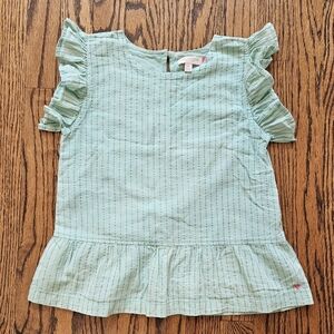 Pink Chicken Girls Cotton Flutter Sleeve Faint Green w Shimmery Stitch  Size 8